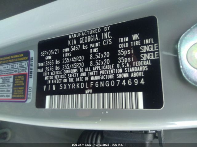 5XYRKDLF6NG074694 KIA Sorento X-line Sx Prestige