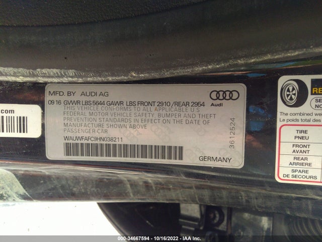 2017 Audi S7, VIN: WAUWFAFC9HN038211