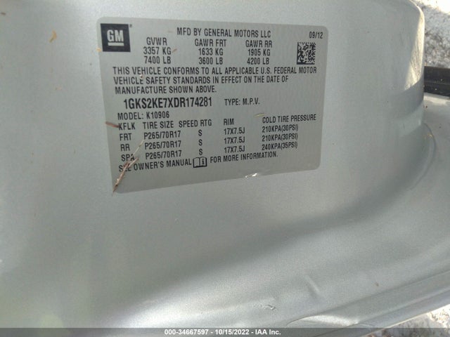 GMC YUKON XL 2013 1GKS2KE7XDR174281 Image 10