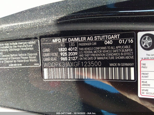 2016 Mercedes-Benz SLK-Class, VIN: WDDPK3JAXGF123500