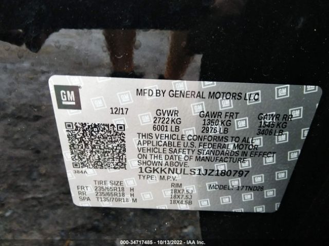 1GKKNULS1JZ180797 GMC ACADIA SLT