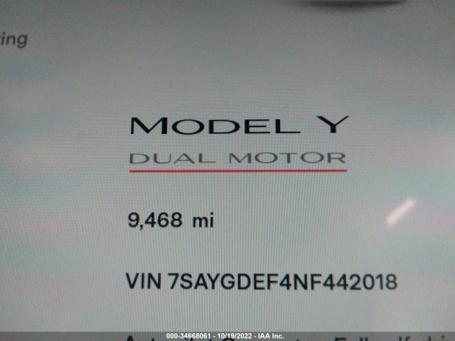 Tesla Model Y Performance 2022 7SAYGDEF4NF442018 Image 8