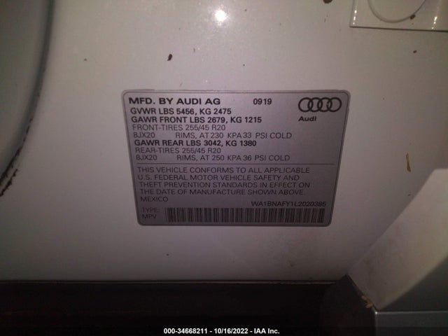 2020 Audi Q5, VIN: WA1BNAFY1L2020385