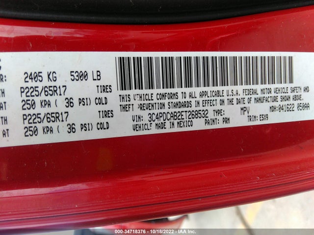 Dodge Journey American Value Pkg 2014 3C4PDCAB2ET268532 Image 9