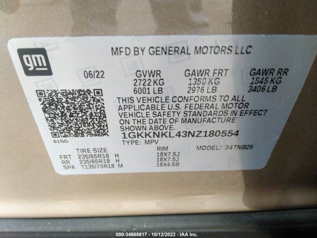 2022 GMC Acadia, VIN: 1GKKNKL43NZ180554