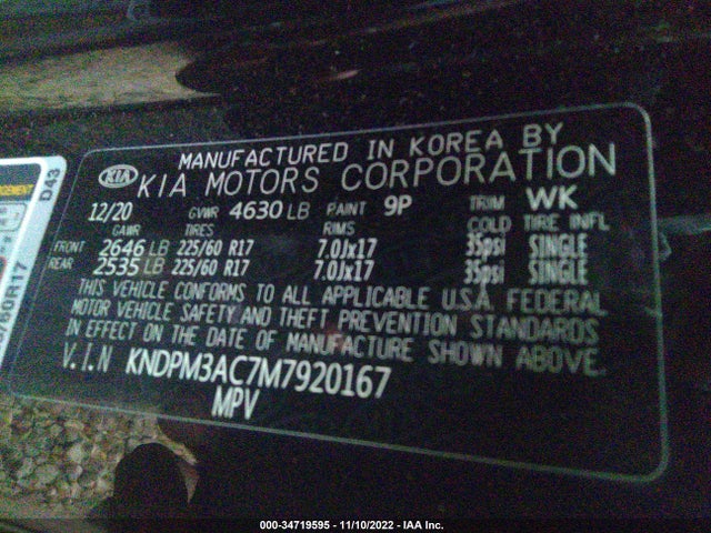 2021 Kia Sportage, VIN: KNDPM3AC7M7920167