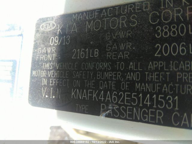 KNAFK4A62E5141531 KIA FORTE LX