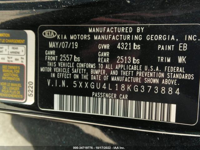 5XXGU4L18KG373884 KIA OPTIMA EX