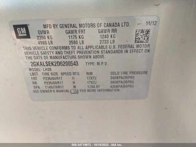GMC Terrain Sle 2013 2GKALSEK2D6200543 Image 10