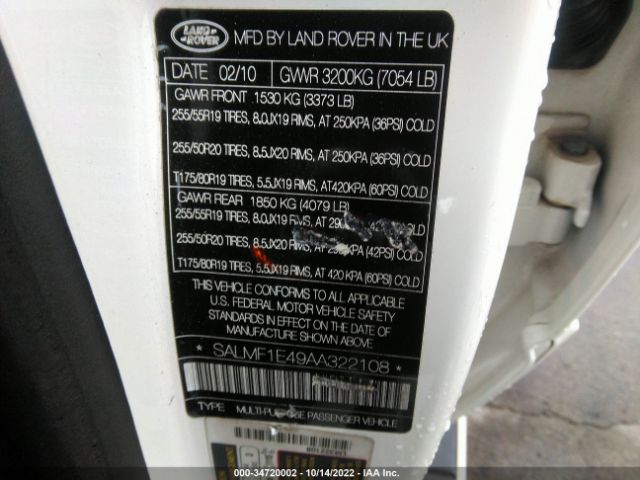 SALMF1E49AA322108 Land Rover Range Rover Sc