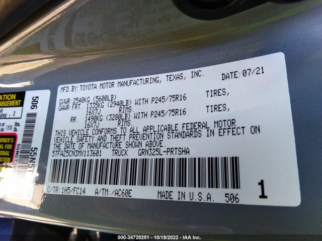 2021 Toyota Tacoma, VIN: 5TFAZ5CN3MX113601