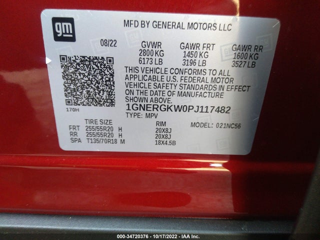 Chevrolet Traverse Lt Cloth 2023 1GNERGKW0PJ117482 Image 9