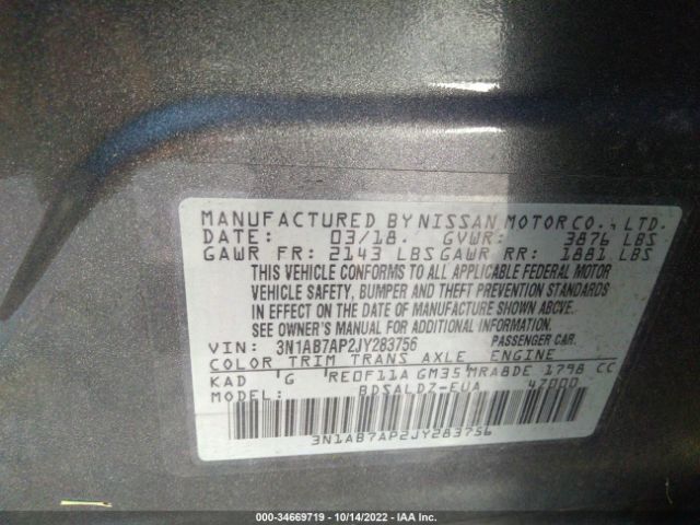 3N1AB7AP2JY283756 Nissan SENTRA SV