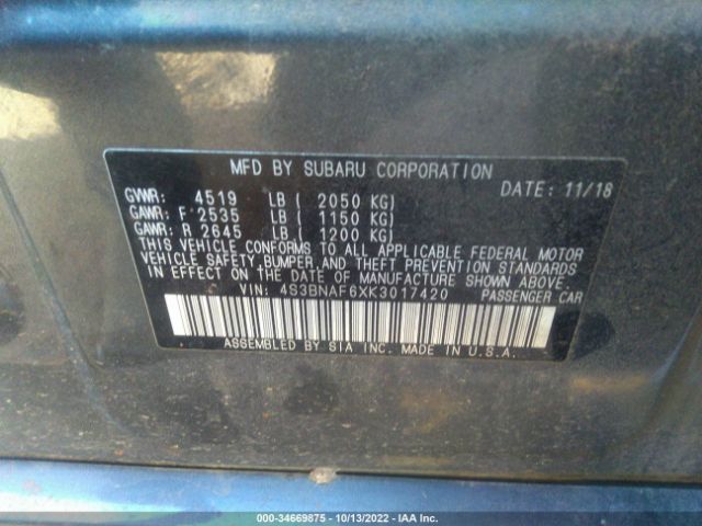 4S3BNAF6XK3017420 Subaru Legacy Premium