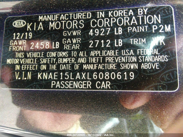 2020 Kia Stinger, VIN: KNAE15LAXL6080619