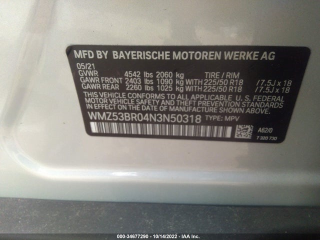 2022 MINI COUNTRYMAN COOPER S VIN: WMZ53BR04N3N50318