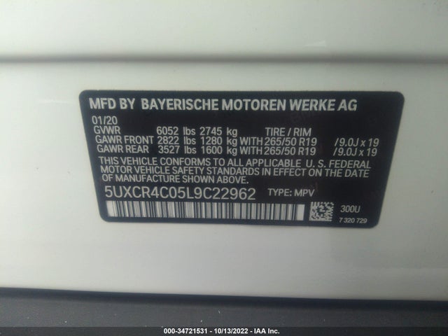 5UXCR4C05L9C22962 BMW X5 Sdrive40i