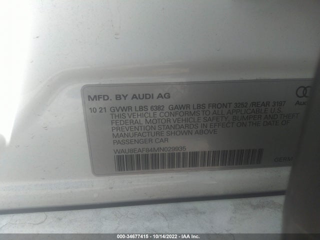 2021 Audi A8, VIN: WAU8EAF84MN029935