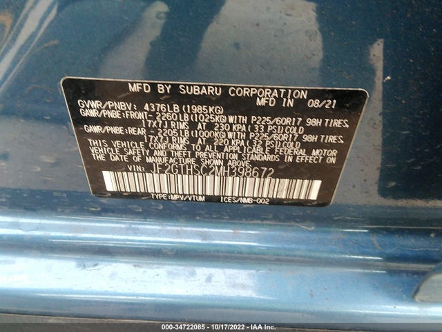 2021 Subaru Crosstrek, VIN: JF2GTHSC2MH398672