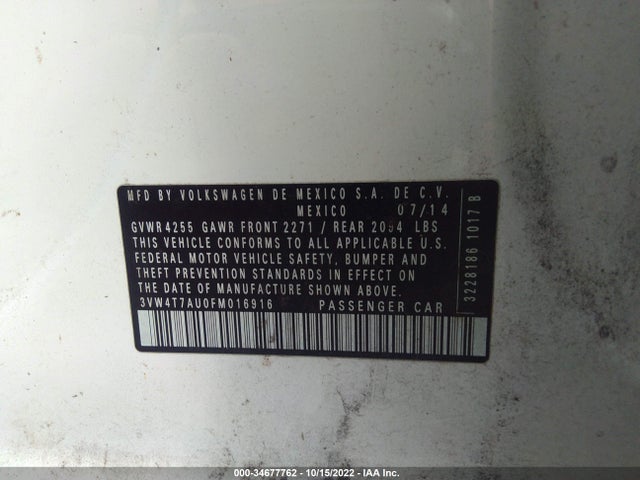 2015 Volkswagen GTI, VIN: 3VW4T7AU0FM016916
