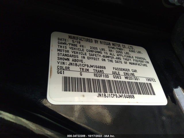 2018 NISSAN ROGUE SPORT S VIN: JN1BJ1CP9JW164868