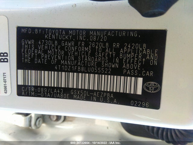 2020 Toyota Avalon, VIN: 4T1DZ1FB8LU055522