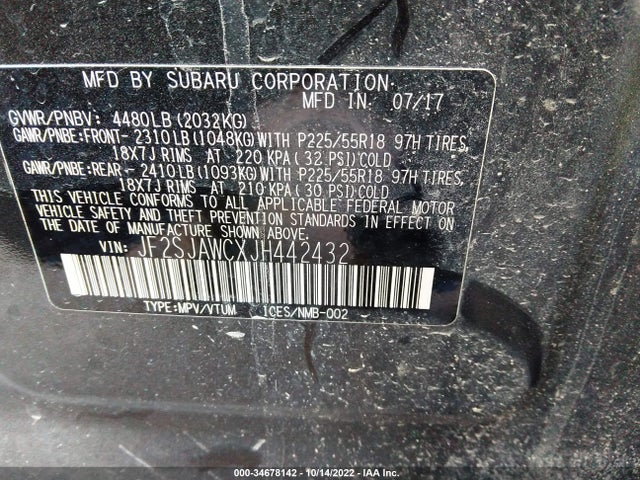 2018 Subaru Forester, VIN: JF2SJAWCXJH442432