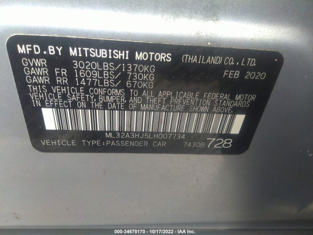 Mitsubishi Mirage Es/se 2020 ML32A3HJ5LH007734 Image 9
