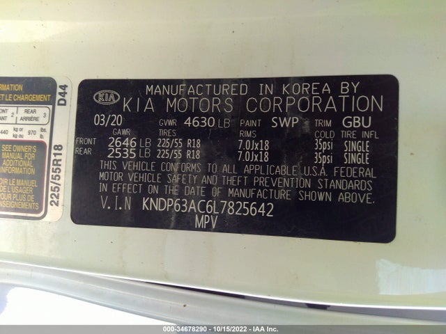 2020 Kia Sportage, VIN: KNDP63AC6L7825642