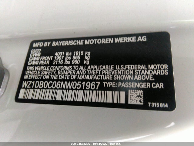 2022 Toyota Supra, VIN: WZ1DB0C06NW051967