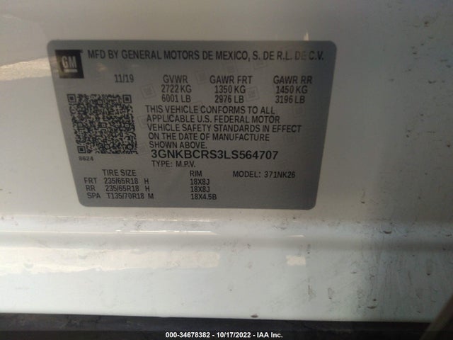 2020 Chevrolet Blazer, VIN: 3GNKBCRS3LS564707