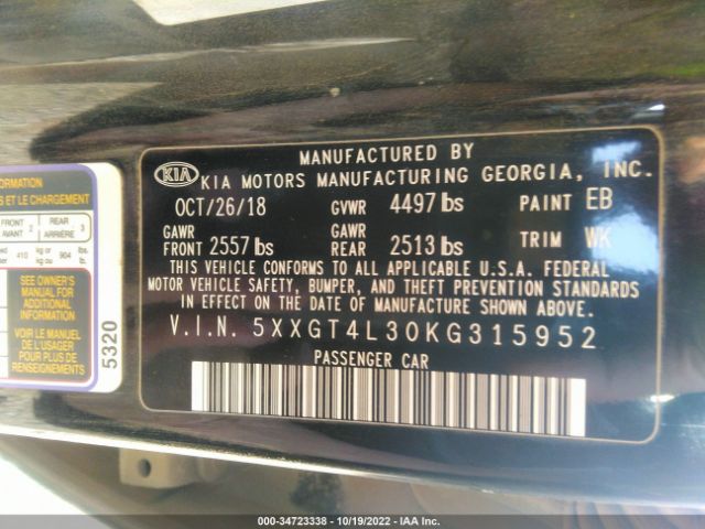 5XXGT4L30KG315952 KIA Optima S