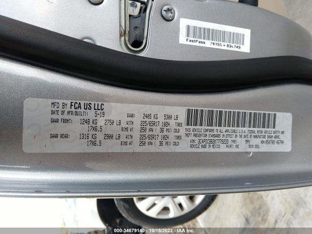 Dodge JOURNEY SE 2019 3C4PDCBB2KT779233 Image 9
