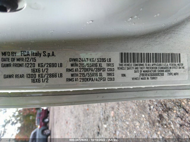 2016 Ram Promaster City, VIN: ZFBERFAT1G6B69268
