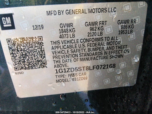 Chevrolet MALIBU LT 2020 1G1ZD5ST8LF072168 Image 9