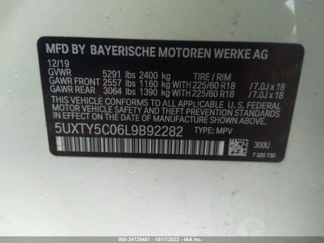 BMW X3 Xdrive30i 2020 аукцион фото