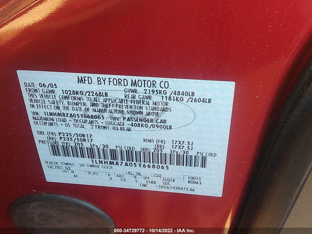 Lincoln Ls W/sport Pkg 2005 1LNHM87A05Y668065 Image 10