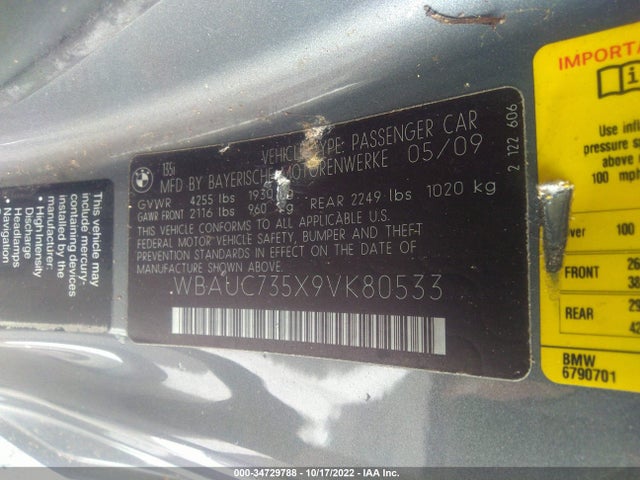BMW 1 Series 135i 2009 WBAUC735X9VK80533 Image 10