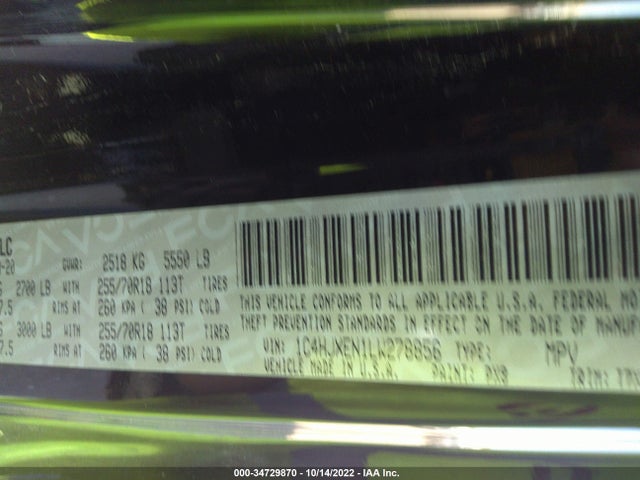 2020 Jeep Wrangler, VIN: 1C4HJXEN1LW278856