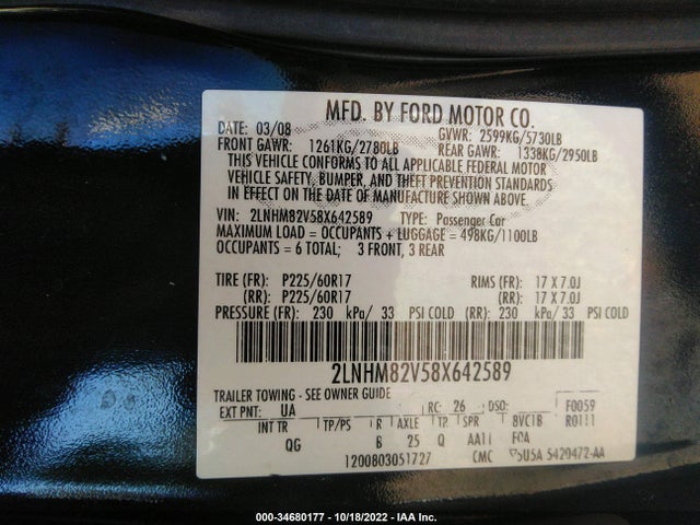 Lincoln Town Car Limited 2008 2LNHM82V58X642589 Image 11