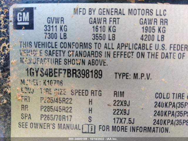 Cadillac Escalade 2011 1GYS4BEF7BR398189 Image 10