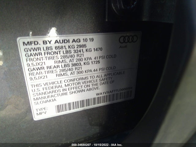 2020 Audi Q7, VIN: WA1VXAF77LD000094