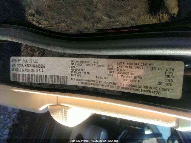 1C4RJKBG5M8145052 Jeep Grand Cherokee L Limited