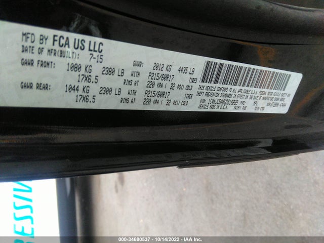 2016 JEEP COMPASS SPORT VIN: 1C4NJCBA8GD518869