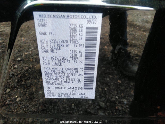 2020 Infiniti QX60, VIN: 5N1DL0MM4LC544036