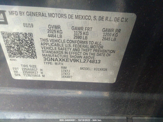 Chevrolet EQUINOX LT 2019 3GNAXKEV9KL274813 Image 10