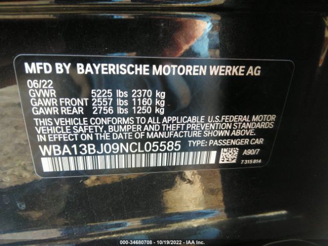 WBA13BJ09NCL05585 BMW 5 Series 530i Xdrive