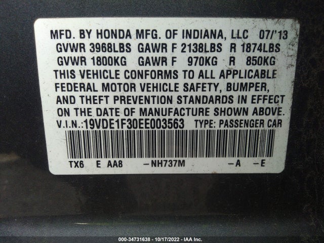 Acura ILX 2014 19VDE1F30EE003563 Image 9