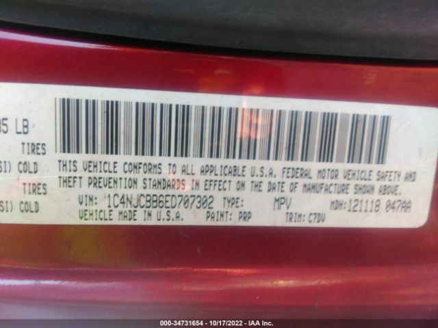 1C4NJCBB6ED707302 Jeep Compass Sport