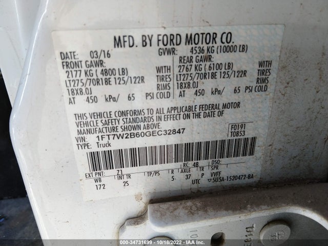 Ford Super Duty F-250 Srw Lariat/platinum 2016 1FT7W2B60GEC32847 Image 11